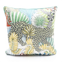 HERMES 愛馬仕 Animaux Camoufles Cushion 靠枕 黃/綠色 棉質 40x40