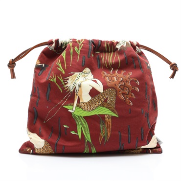 Paula’s Ibiza 抽繩束口小袋 收納包 紅/紫色帆布【LOEWE 羅威】 C822057X02