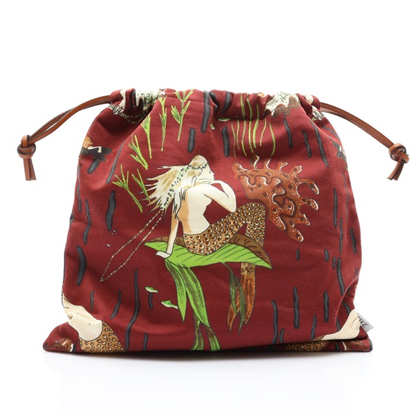 Paula’s Ibiza 抽繩束口小袋 收納包 紅/紫色帆布【LOEWE 羅威】 C822057X02