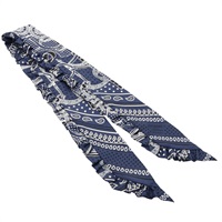 藍色 絲綢 Eperon d'Or Bandana 荷葉邊 Twilly 絲巾【HERMES 愛馬仕】 H852978S 01