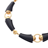 Epure Equestre 項鍊 黑色皮革 金屬 B刻【HERMES 愛馬仕】 H500242FC89