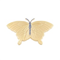 HERMES 愛馬仕 Papillon Twilly 絲巾環 金色金屬 藍色漆面 H603642S 01