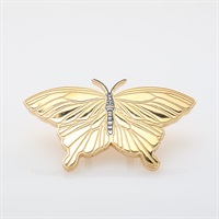 金色金屬 藍色漆面 Papillon Twilly 絲巾環【HERMES 愛馬仕】 H603642S 01