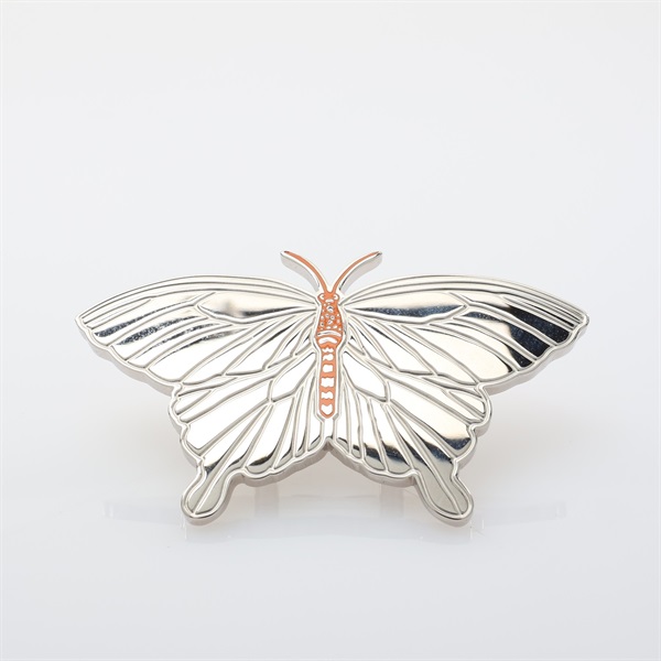 銀色金屬 橘色漆面 Papillon Twilly 絲巾環【HERMES 愛馬仕】 H603643S 00