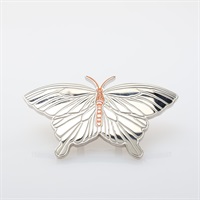 銀色金屬 橘色漆面 Papillon Twilly 絲巾環【HERMES 愛馬仕】 H603643S 00