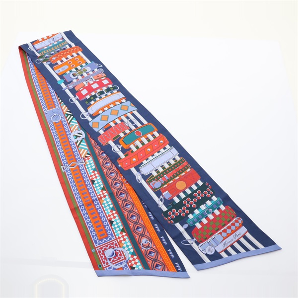藍色系 絲綢 Maxi Twilly 絲巾【HERMES 愛馬仕】