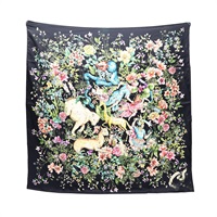 深藍色 多色印花 絲綢 方巾【Dior 迪奧】 24NCO090I603_C581