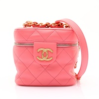 粉色 羊皮 Vanity Box 肩背包 金釦【CHANEL 香奈兒】 AS3228