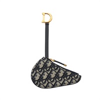 Saddle 馬鞍 零錢包 藍/米色 緹花帆布【Dior 迪奧】