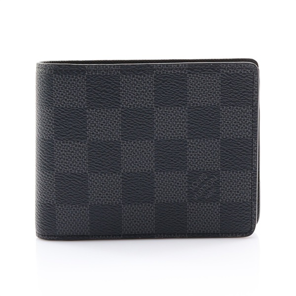 黑色 棋盤格帆布 Multiple 兩折短夾【LOUIS VUITTON LV 路易威登】 N62663