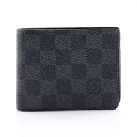 黑色 棋盤格帆布 Multiple 兩折短夾【LOUIS VUITTON LV 路易威登】 N62663