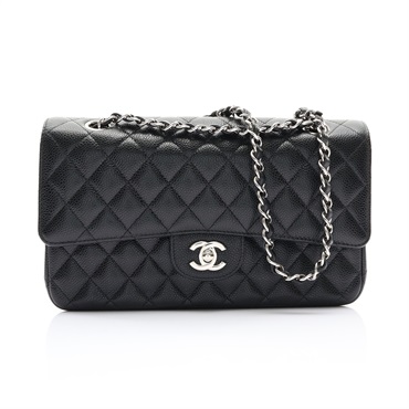 黑色 荔枝紋 牛皮 Coco25 鍊帶 肩背包 銀釦【CHANEL 香奈兒】 A01112