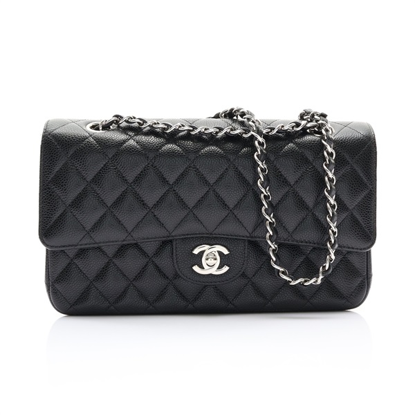 黑色 荔枝紋 牛皮 Coco25 鍊帶 肩背包 銀釦【CHANEL 香奈兒】 A01112