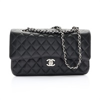 黑色 荔枝紋 牛皮 Coco25 鍊帶 肩背包 銀釦【CHANEL 香奈兒】 A01112