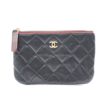 黑色 羊皮 拉鍊零錢包 金釦 (無卡)【CHANEL 香奈兒】 A82365