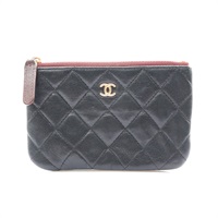黑色 羊皮 拉鍊零錢包 金釦 (無卡)【CHANEL 香奈兒】 A82365