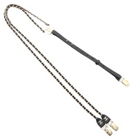 CHANEL 香奈兒 吊帶 黑色牛皮 金屬鍊帶 AA7927
