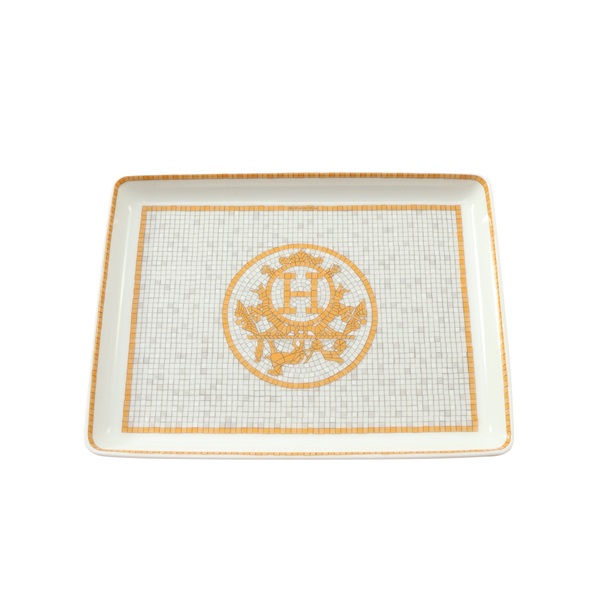 金色 馬賽克 陶瓷 Mosaique au 24 gold 托盤【HERMES 愛馬仕】 P026089P