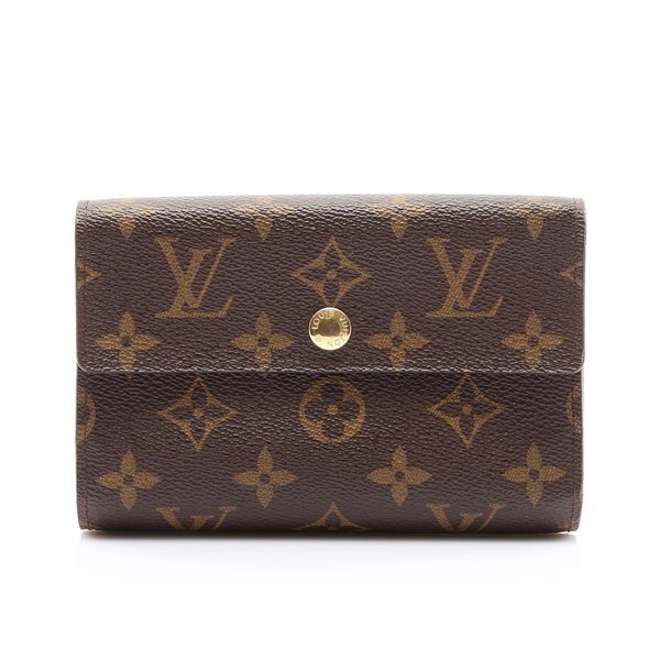 棕色 原花帆布 Portefeuille Alexandra 扣式中夾【LOUIS VUITTON LV 路易威登】 M60047