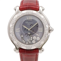Chopard 蕭邦 Happy Sport 快樂鑽 腕錶 紫母貝錶盤 皮帶 不鏽鋼 鑽石 27/8425