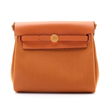 金棕色 牛皮/帆布 Herbag Zip 20 Mini 肩背包 G刻 金釦【HERMES 愛馬仕】 H085414CC