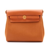 金棕色 牛皮/帆布 Herbag Zip 20 Mini 肩背包 G刻 金釦【HERMES 愛馬仕】 H085414CC