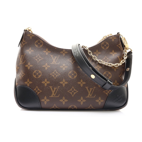 棕色帆布 黑色牛皮 Boulogne PM 肩背包【LOUIS VUITTON LV 路易威登】 M45831