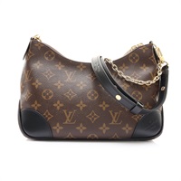 棕色帆布 黑色牛皮 Boulogne PM 肩背包【LOUIS VUITTON LV 路易威登】 M45831
