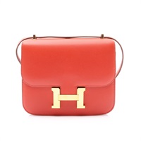 Constance 18 Box牛皮 心紅色 康康包 金釦 X刻 肩背包【HERMES 愛馬仕】