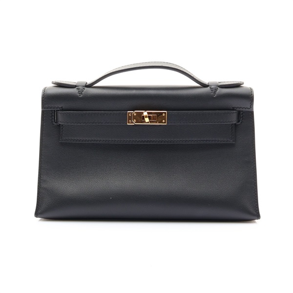 Kelly Pochette 凱莉手拿包 手提包 黑色 Swift牛皮 X刻 金扣【HERMES 愛馬仕】