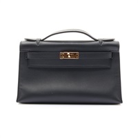 Kelly Pochette 凱莉手拿包 手提包 黑色 Swift牛皮 X刻 金扣【HERMES 愛馬仕】