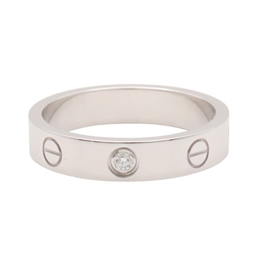 Cartier 卡地亞 LOVE系列 1PD 戒指 #53 18K白金 鑽石 B4050553