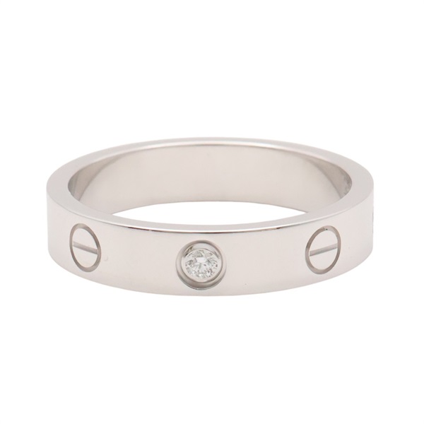 Cartier 卡地亞 LOVE系列 1PD 戒指 #53 18K白金 鑽石 B4050553