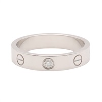 Cartier 卡地亞 LOVE系列 1PD 戒指 #53 18K白金 鑽石 B4050553