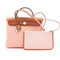 HERMES 愛馬仕 Herbag Zip 31 肩背包 橘色帆布 棕色牛皮 K刻
