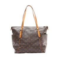 Totally MM 肩背包 棕色 原花帆布【LOUIS VUITTON LV 路易威登】 M56689