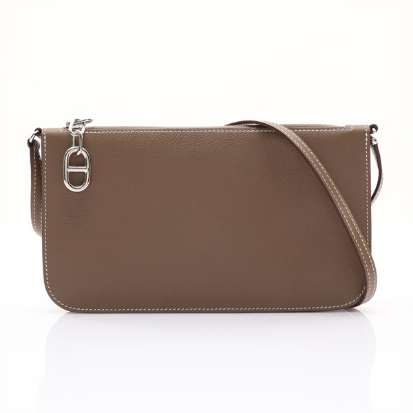 Zipengo Chaine d'Ancre To Go Pouch 肩背包 大象灰 牛皮 銀釦【HERMES 愛馬仕】 H086888CK18