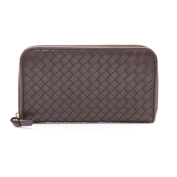 BOTTEGA VENETA BV 寶緹嘉 拉鏈長夾 深棕色 編織牛皮 114076 V0013 2040