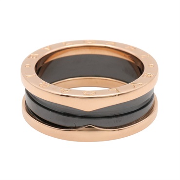 BVLGARI 寶格麗 B.zero1 戒指 56 18K玫瑰金 黑色陶瓷 347050