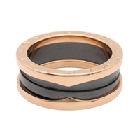 BVLGARI 寶格麗 B.zero1 戒指 56 18K玫瑰金 黑色陶瓷 347050