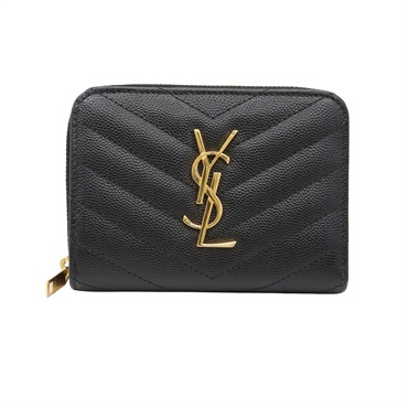 SAINT LAURENT 聖羅蘭 MATELASSE 二折中夾 黑色 粒面牛皮 668288BOW011000