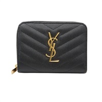 SAINT LAURENT 聖羅蘭 MATELASSE 二折中夾 黑色 粒面牛皮 668288BOW011000