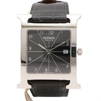 HERMES 愛馬仕 Heure H 腕錶 黑色錶盤 黑色皮帶 不鏽鋼 HH1.810
