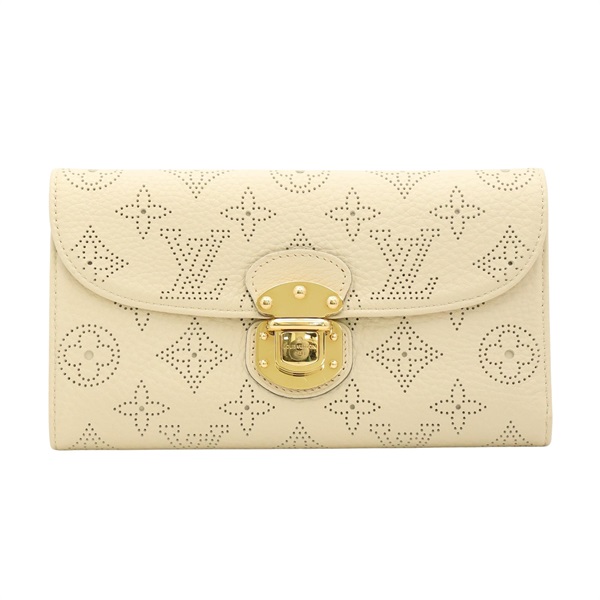 LOUIS VUITTON LV 路易威登 Amelia 三折長夾 米色 原花 Mahina 鏤空小牛皮 M95550