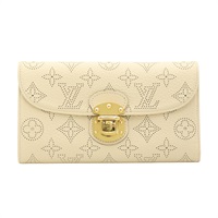 LOUIS VUITTON LV 路易威登 Amelia 三折長夾 米色 原花 Mahina 鏤空小牛皮 M95550
