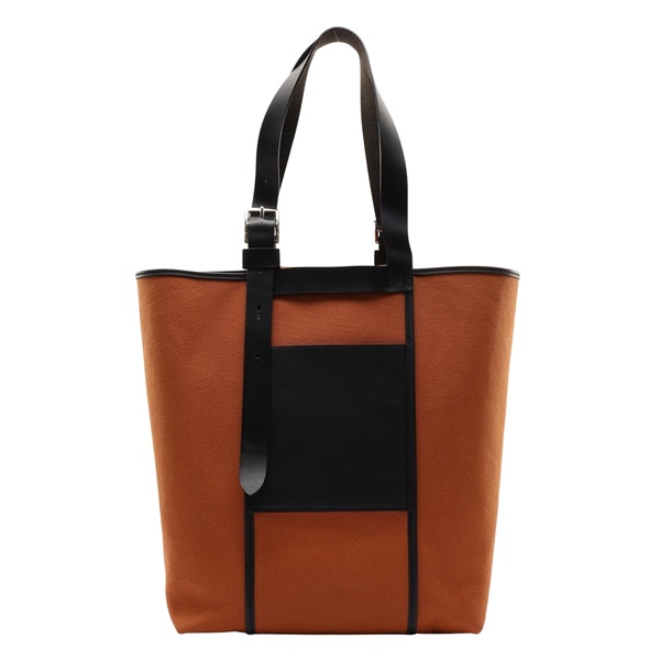 HERMES 愛馬仕 Etriviere Pocket 27 托特包 金棕色帆布 黑色 Swift牛皮 B刻 H082769CK