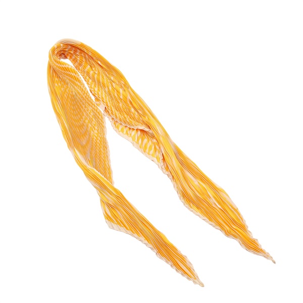 HERMES 愛馬仕 Plisse 百褶絲巾 黃色絲綢
