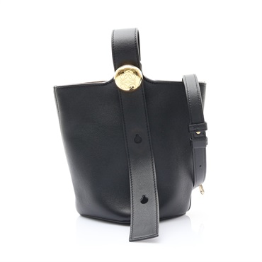 LOEWE 羅威 Mini Pebble Bucket 手提包 黑色 牛皮 AANBBBMX01