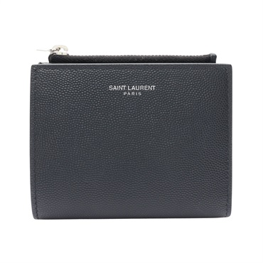 SAINT LAURENT YSL 聖羅蘭 二折 扣式短夾 黑色 牛皮 575789