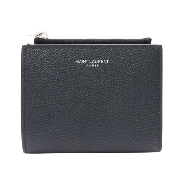 SAINT LAURENT YSL 聖羅蘭 二折 扣式短夾 黑色 牛皮 575789